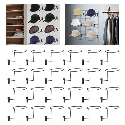 24pcs Hat Racks, Hat Hanger Gridwall Hooks, Slat Panels Cap Rack Retails Display