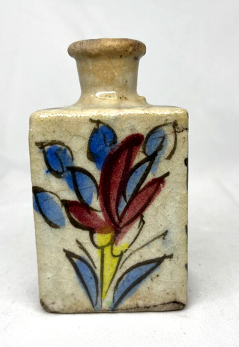 Antique Persian Qajar Iznik Islamic Style Faience Vase & Bottles Birds Floral - Picture 16 of 22