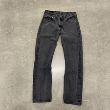 Vintage Levi's Black Denim Button Fly Jeans 501 0660 Actual 30x30 Made in USA 90