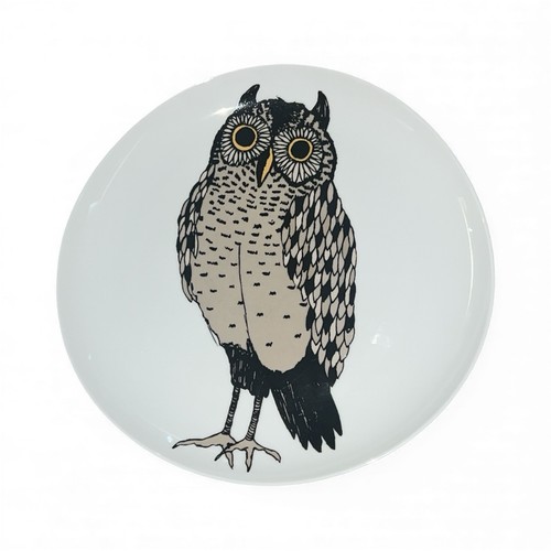 West Elm (2) Zwei Rachel Kozlowski stehende Eule Keramik Salat Desser 8,5" Teller - Bild 5 von 7