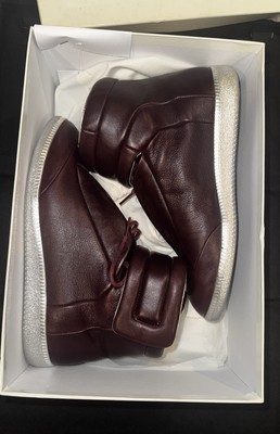 Maison Margiela Future Burgundy Silver Mens Leather High Top