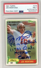 Joe Montana 1981 Topps Signed Rookie Card RC #216 PSA 7 NEAR MINT AUTO 49ers