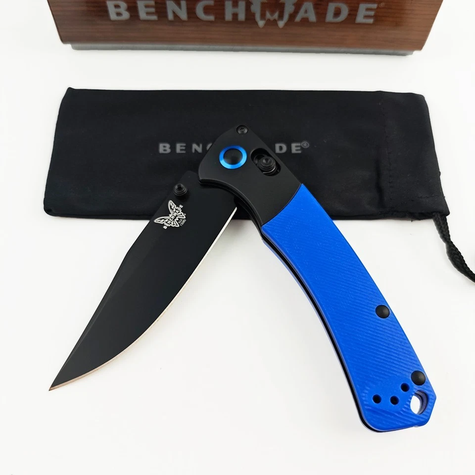 Navaja de bolsillo Benchmade 15085 mini curvada con mango azul río negra CPM-S30V AXIS® Foto 3 de 4
