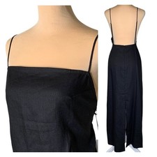 Reformation Black Linen Midi Dress 10 Minimalist Modern Feminine Luxury NWT