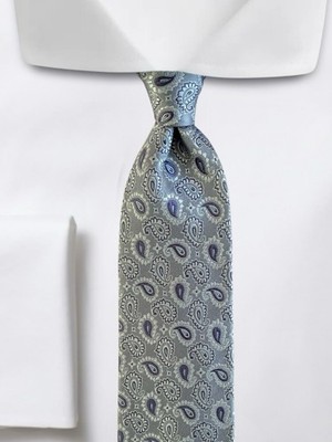Robert Talbott Best Of Class 100% Silk Tie Gray Lilac Sky Blue Paisley Necktie