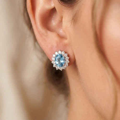 Shinning Color Change Alexandrite 5.25Ct 925 Sterling Silver White Gold Earrings