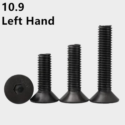 Black 10.9 Steel Hex Socket Bolts Countersunk Flat Head Screws Left Hand Thread