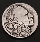 Buffalo Nickel – Hand‑Cut Scrollwork Around Profile - Coin Carving Engraving