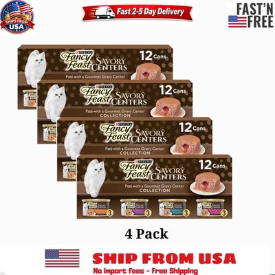 4 PACK Purina Fancy Feast Savory Centers Wet Cat Food Pate Variety Pack, 12 ct