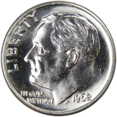 1962 Roosevelt Dime BU Uncirculated Mint State 90% Silver 10c US Coin