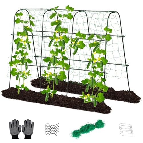 LALAHONI GARDEN TRELLIS FOR CLIMBING PLANTS OUTDOOR,BLACK H 48" x L 65" - BLACK