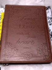 FINPAC Leather Bible Cover Carrying Book Zip Case with Zippered Pocket 12X9" In.