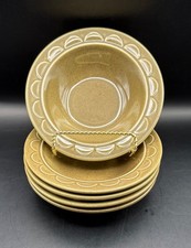 5 Homer Laughlin Granada Cereal Dessert Bowls Avocado Green Sheffield Mcm Usa