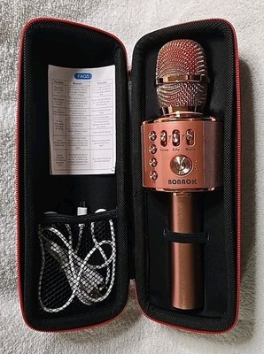 BONAOK Q37 Wireless Bluetooth Karaoke Microphine HIFi Speaker Rose Gold W/ Case