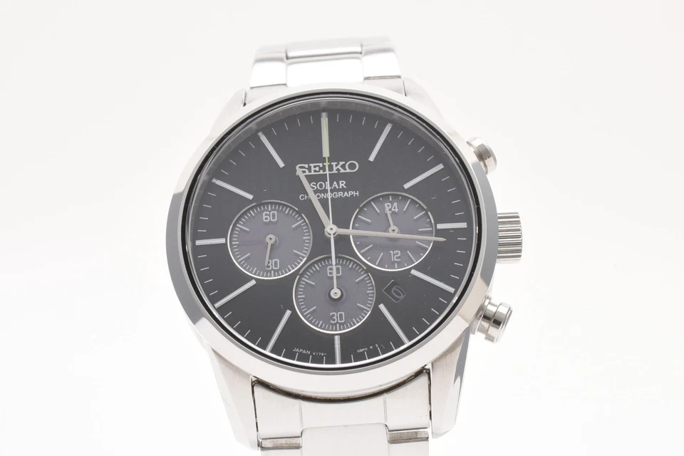[COMO NUEVO en caja] Reloj de cuarzo para hombre SEIKO Solar Cronógrafo V175-0BJ0 de JAPÓN Foto 2 de 4