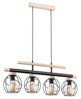 HäNgelampen 4X60W/E27 Schwarz Helle Holz Modern Skandinavisch
