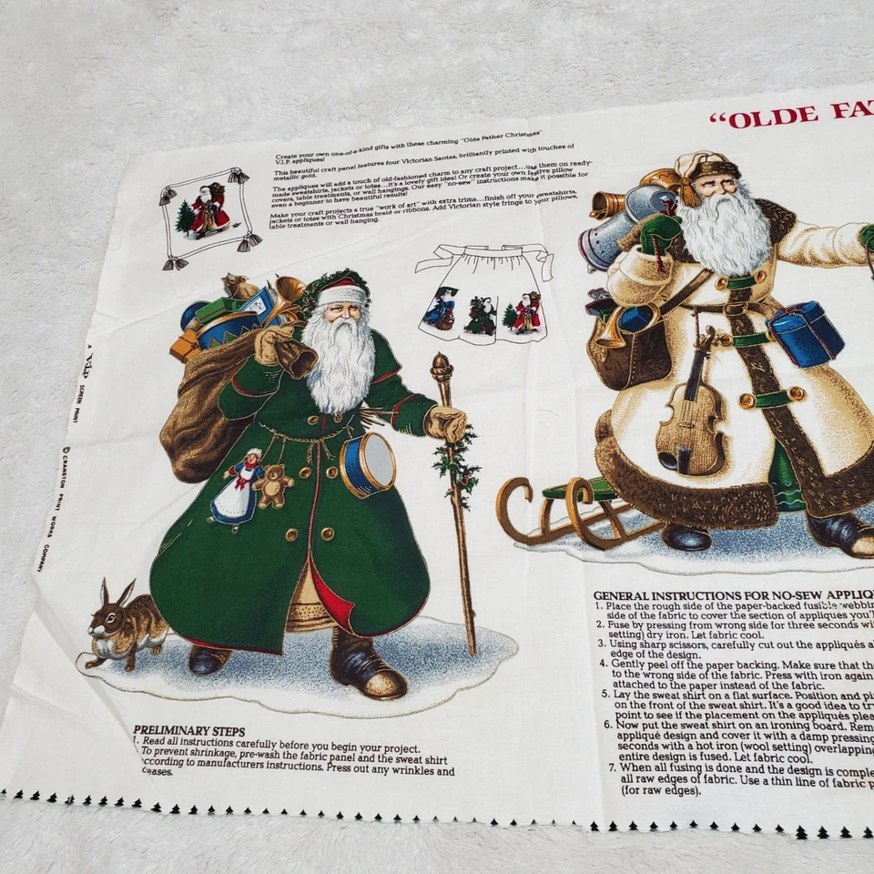 Vintage Cranston Santa Father Christmas Applique Craft Fabric Wearable Art Panel - Image 2 of 4