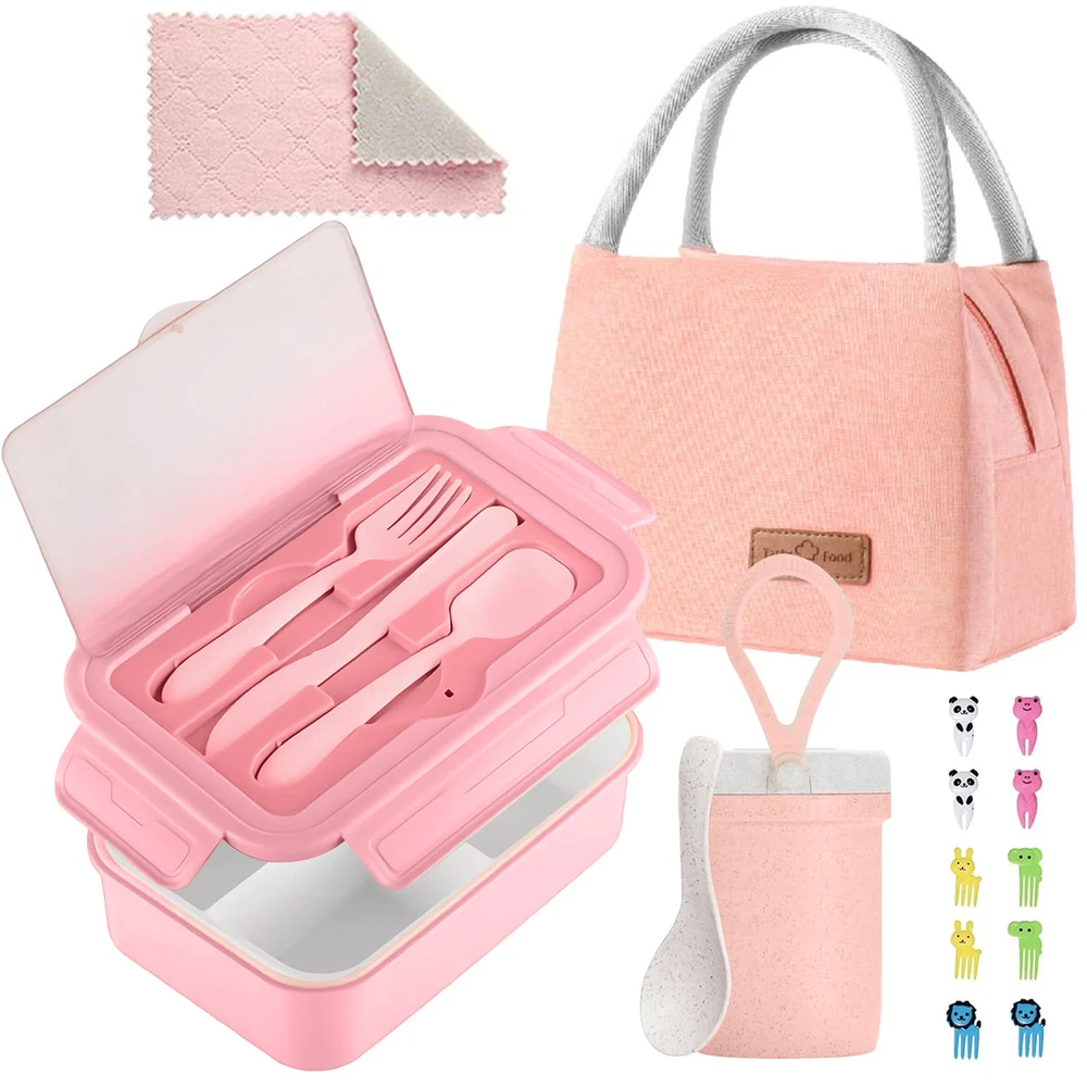 Bento Box Design Lunch Box Leak-proof Bento Lunch Box with Bag Utensils for Kids