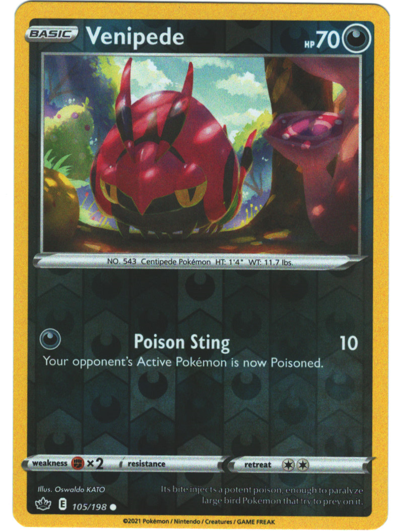 Venipede 105/198 Chilling Reign Reverse Holo Common Pokemon Card Pokémon TCG