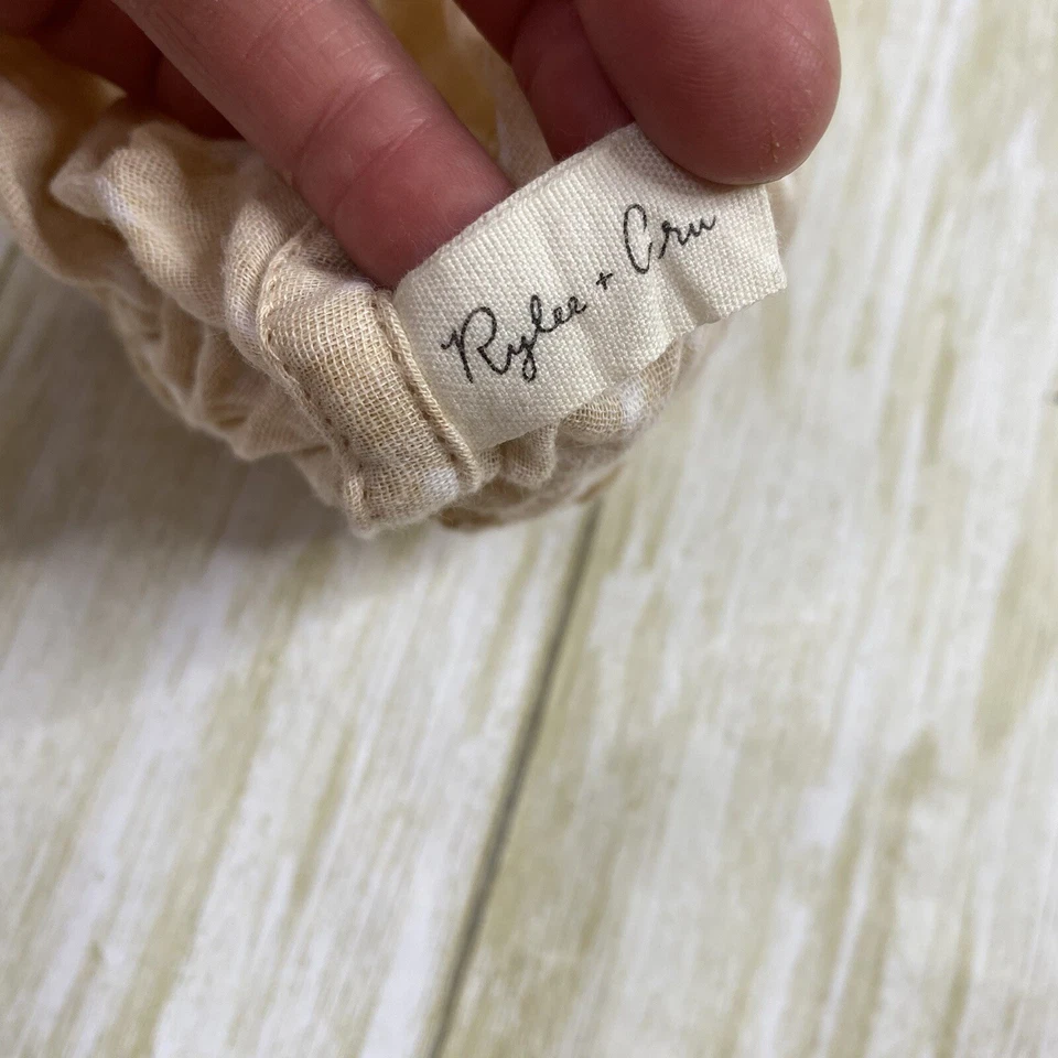 Простыня для кроватки Rylee + Cru оранжевая и белая в горошек 100% органический хлопок нейтральная - Изображение 4 из 4