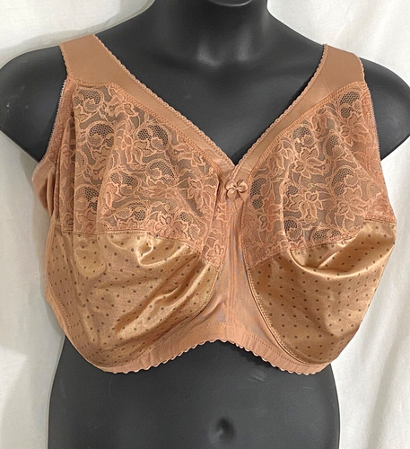 women's Glamorize bra size 54G tan lace adjustable straps elastic stretch nylon