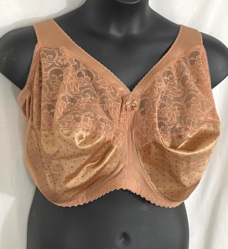 women's Glamorize bra size 54G tan lace adjustable straps elastic stretch nylon - Picture 1 of 8