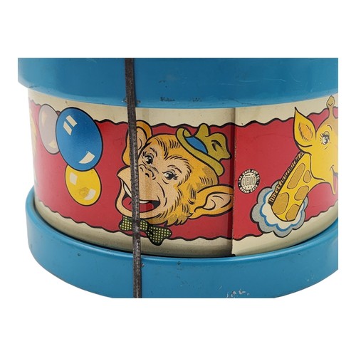 Vintage Ohio Art Tin Litho Kids Toy Drum Circus Clown Elephant Monkey & Giraffe - Picture 12 of 12