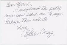 Michele Carey Western Actress Autographed Signed Index Card AMCo COA 26251
