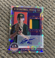 2023 Stars & Stripes Charlie Pierson Cracked Ice Patch Auto # /23 U-18 Australia
