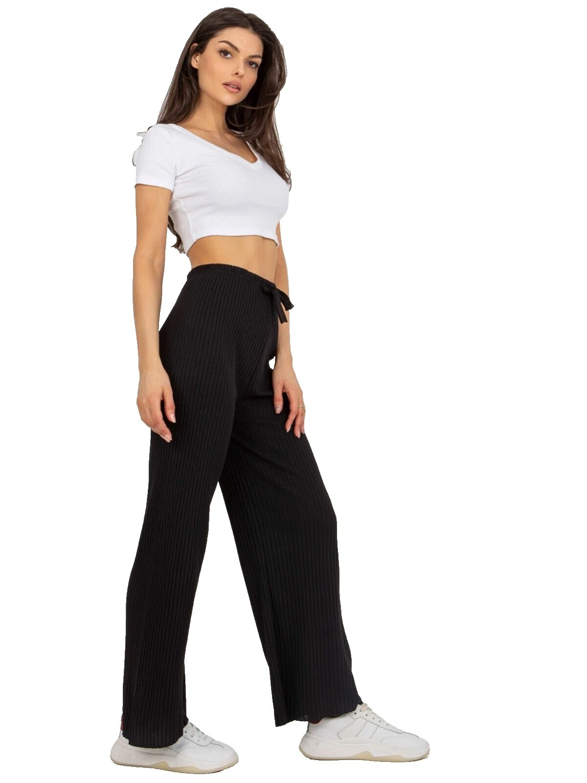 Negro 100% Algodón Pantalones de ejercicio para mujer