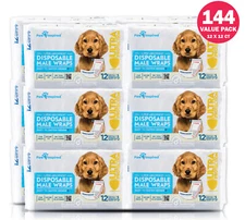 144ct Paw Inspired Disposable Male Dog Wraps Belly Band for Male Dog Diapers