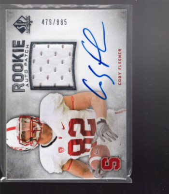 B1151- 2012 SP Authentic #256 Coby Fleener Auto Trikot / 885 Muster Pic