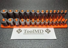 Snap-on Tools USA NEW 28pc 1/2" Drive SAE 6PT MASTER Impact Socket Set W/ Tray