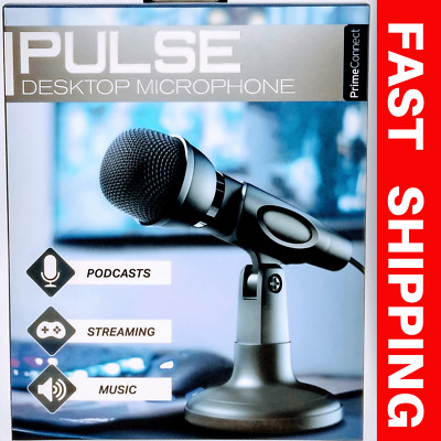 Pulse Desktop Microphone For Podcast Streaming Music 3ft Cable 3.5mm Jack NEW