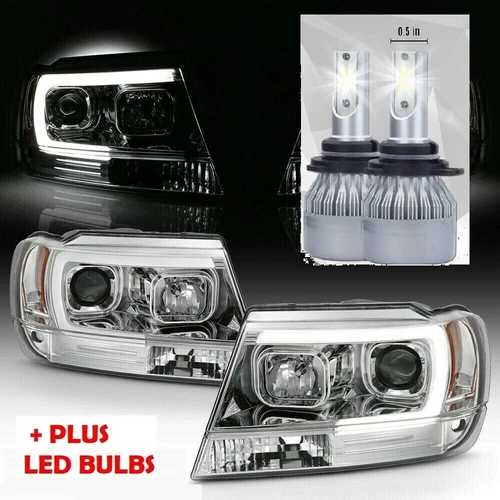FLEETWOOD DISCOVERY 2010 2011 CHROME PROJECTOR HEADLIGHTS HEAD LAMPS LED RV