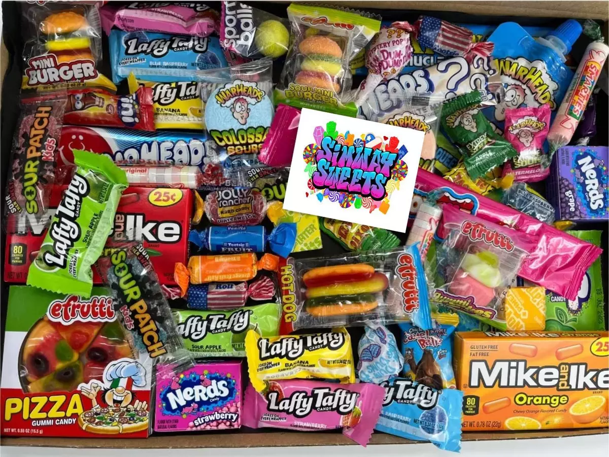 American Sweets Candy 50 Piece Gift Box Hamper Personalised Candies USA  Chews