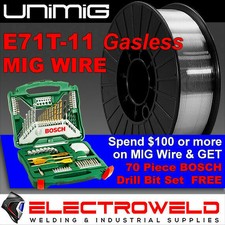 UNIMIG E71T-11 Gasloser Mig-Draht F&uuml;lldraht Schwei&szlig;en Flussstahl 1kg 5kg...