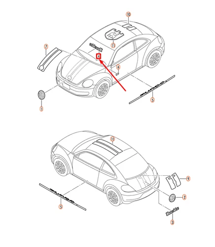 NEUER VOLKSWAGEN BEETLE A5 HOCHCHROM KAEFER-SCHRIFTZUG 5C1853670C739 - Bild 7 von 8