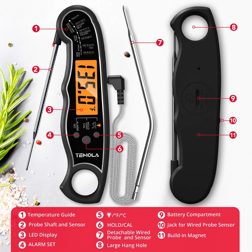 Meat Thermometer, Instant Read Food Thermometer for Cooking, Digital Food The...