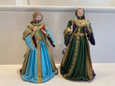 2 VINTAGE CHRISTMAS ANGELS HANDMADE INNOVATIVE ARTISTS LTD PAPER MACHE AVON MA