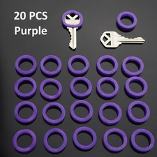 20x PCS Purple - Key ID Cap Rubber Identifier Tags Cover Keys Coding Ring Marker