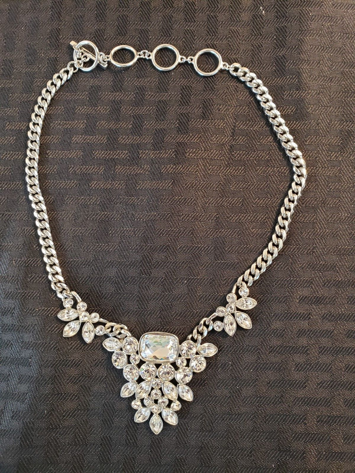 Givenchy Silver Tone Crystal Statement Necklace H… - image 3