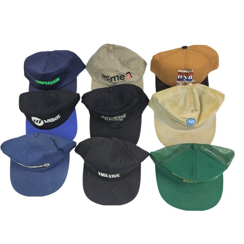 VTG Lot of 9 Assorted Snapback Strapback Patch Trucker Hats Advertising Caps L#3 - Picture 2 of 3