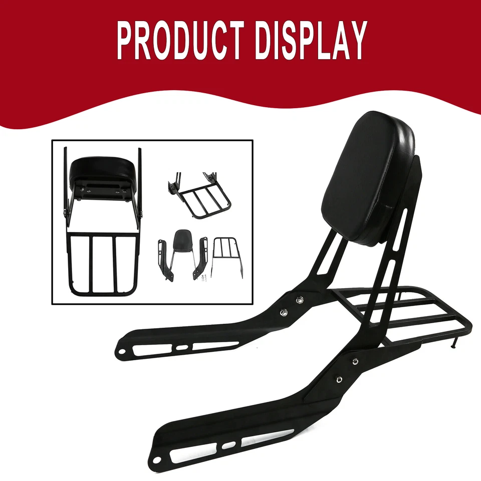 Respaldo barra Sissy con portaequipajes para Honda VTX1300 VTX1800 2005-2011 N/R/S/T/C Foto 2 de 4