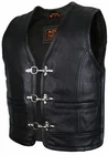 Biker leather vest leather cowl cowl rocker vest motorcycle vest biker vest