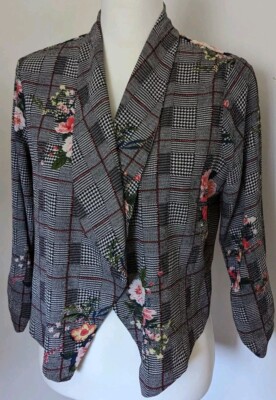 Iris Jacket Large Floral Houndstooth Dogto Check Monochrome Light Summer Wedding