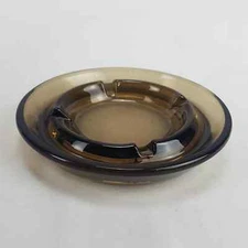 Ashtray Round Smoke Glass MCM Vintage