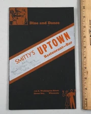 Vintage Smitty's Uptown Restaurant Bar Menu Green Bay 123 S. South Washington St
