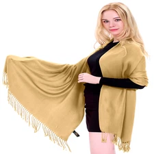 Dark Cream Solid Color Design Shawl Scarf Wrap Stole Pashmina CJ Apparel **NEW**