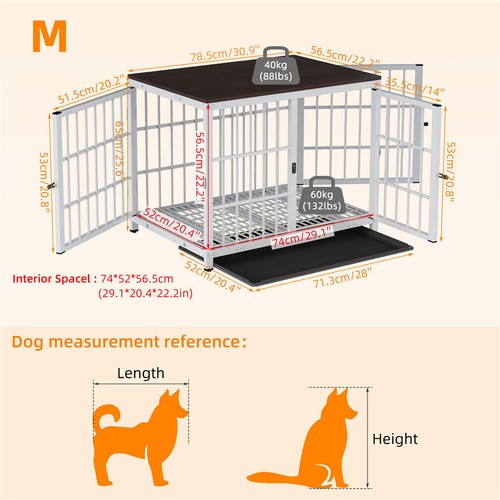 Heavy 10mm Thicken Tube Metal Dog Crate Table Pet Cage Kennel Furniture with Pan - Picture 30 of 32